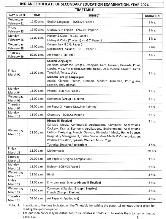 download CISCE ICSE (Class X) ISC (Class XII) exam date sheet and time ...